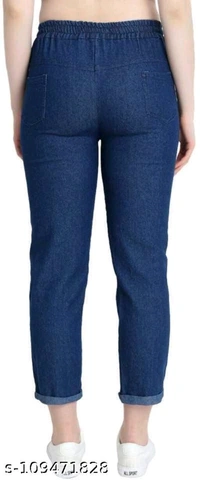 Women Denim Jeans Jogger Elastic Waist Drawstring Stretch Side Pockets Summer Dark and Star Dark  Jeans  Pack Of 2 - 30
