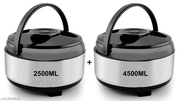 Aaditya Stainless Steel Thermoware Casserole for Roti/Chapati | Double Wall Insulated Hot Pot for hot Meal (2500ML+4500ML) Combo Offer - 2500ML + 4500ML 