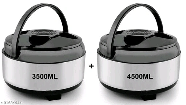 Aaditya Stainless Steel Thermoware Casserole for Roti/Chapati | Double Wall Insulated Hot Pot for hot Meal(3500ML+4500ML) Combo Offer - 3500ML + 4500ML 