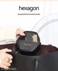 PU Leather Multifunctional Cosmetic Makeup Bag Storage Organizer Travel Toiletry Vanity Bag with Compartment - Pack of 3 - Free Size 