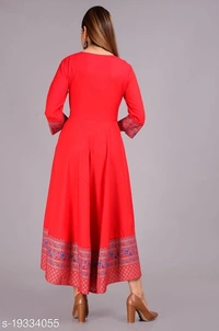 Designer Anarkali printed kurti - Pink, S
