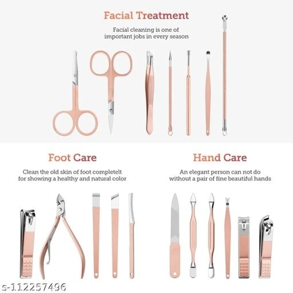 Lamvi  Manicure Kit, pedicure tools for feet, Nail Clipper, Manicure Pedicure kit for women and Men, 18 Pieces, Rose Gold - Free Size 