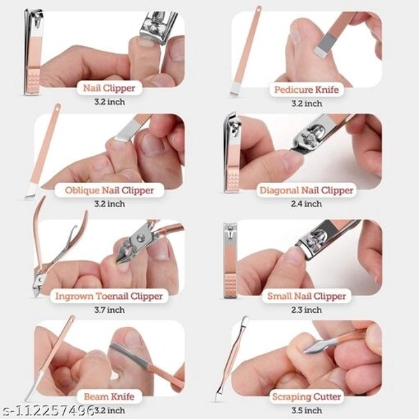 Lamvi  Manicure Kit, pedicure tools for feet, Nail Clipper, Manicure Pedicure kit for women and Men, 18 Pieces, Rose Gold - Free Size 
