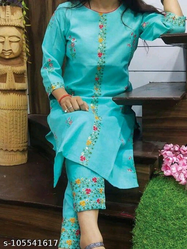 Aagyeyi Alluring Women Kurta Sets - Sky Blue,, XL