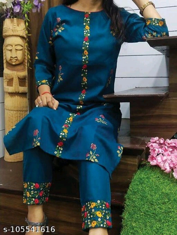 Aagyeyi Alluring Women Kurta Sets - Nevy Blue , XL