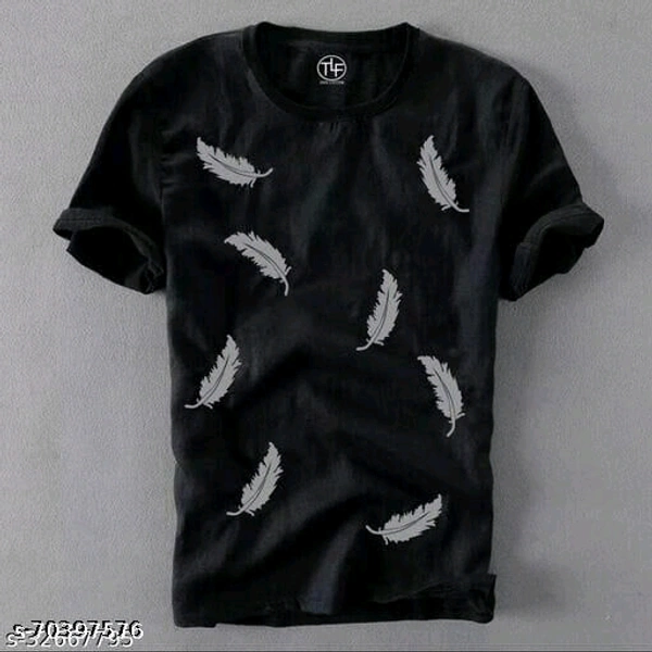 Printed men's tshirt - black , L 
