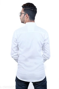 Almora Men's Premium Fabric Cotton Casual Full Sleeve Shirt -White - White, L 