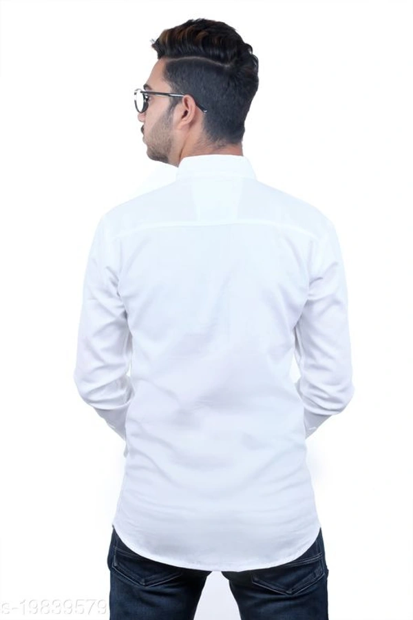 Almora Men's Premium Fabric Cotton Casual Full Sleeve Shirt -White - White, L 
