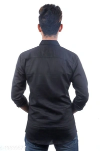 Almora Men's Premium Fabric Cotton Casual Full Sleeve Shirt -White - Black , L 
