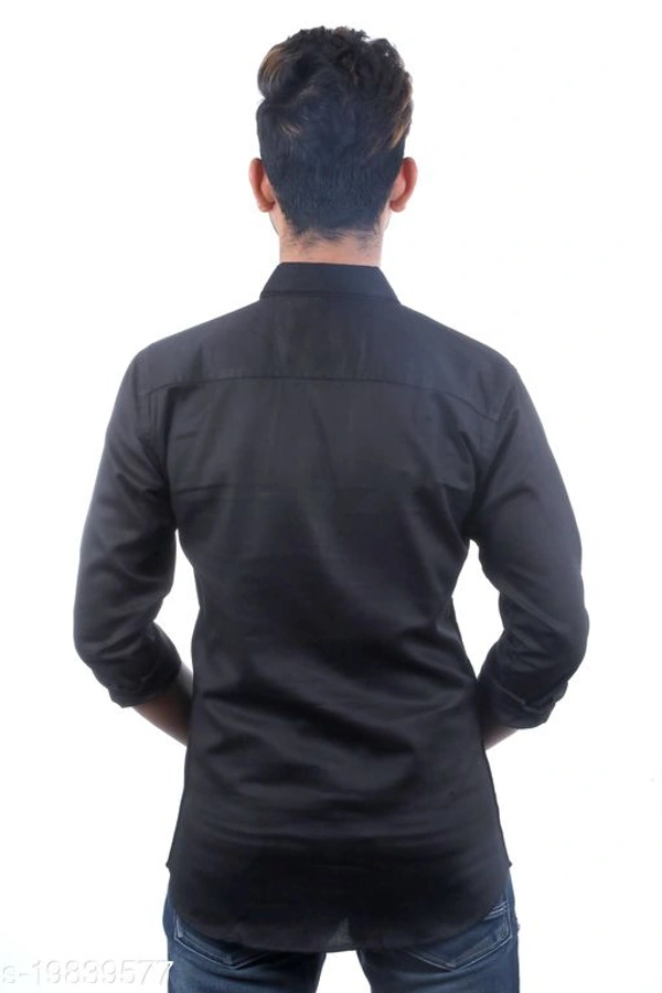 Almora Men's Premium Fabric Cotton Casual Full Sleeve Shirt -White - Black , L 