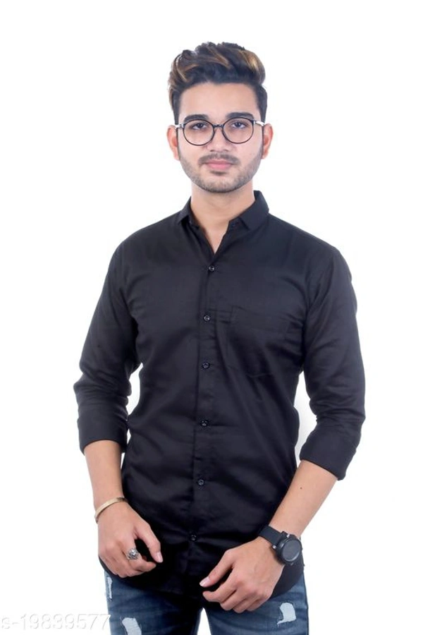Almora Men's Premium Fabric Cotton Casual Full Sleeve Shirt -White - Black , XL 