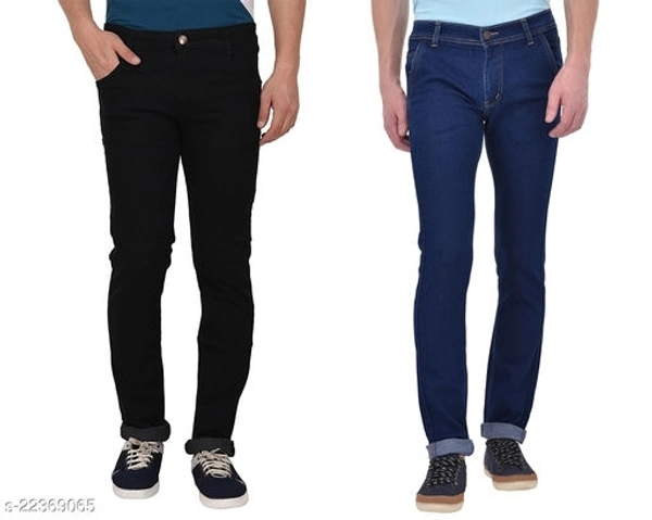  Rock Hudson Men's Regular Fit Stretchable Denim Jeans Pack of 2 - Black And Navy Blue, 34