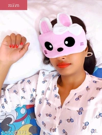 .Juzzii Velvet Cute Baby Doll Sleeping Eye Mask, Eye Mask for Men Women Girls Kids Boys - (Pink - Blue) Model-No.27-52 - pink Black, Free Size