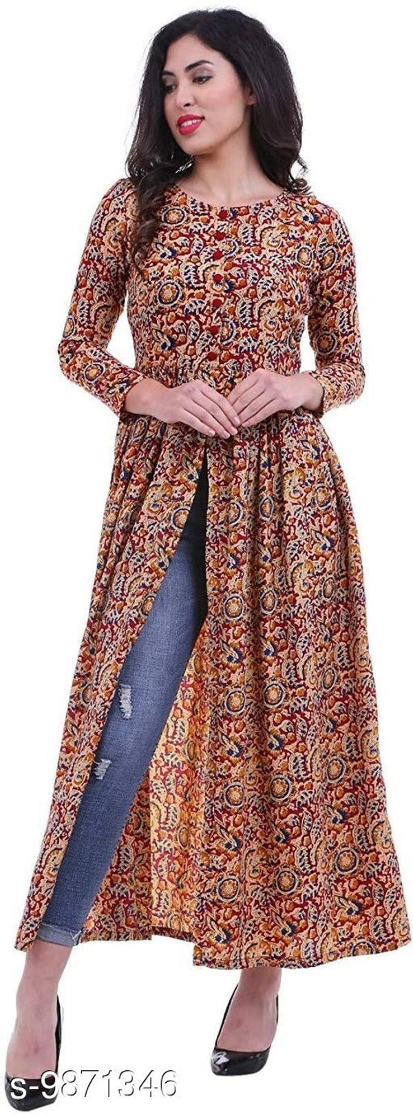 fancy kurti - ocher , XL 