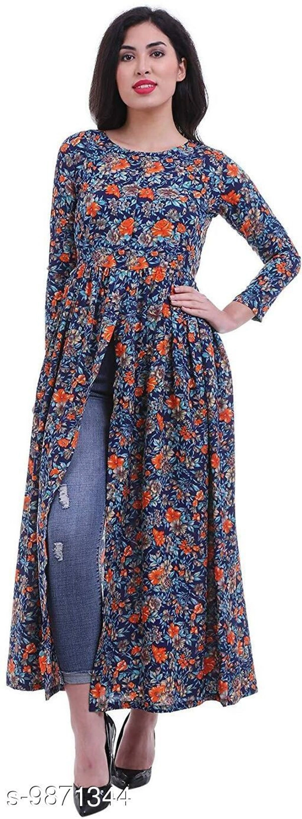 fancy kurti - Sky Blue , 4XL 
