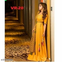 Trendy Partywear Women Gowns - Yellow, XS