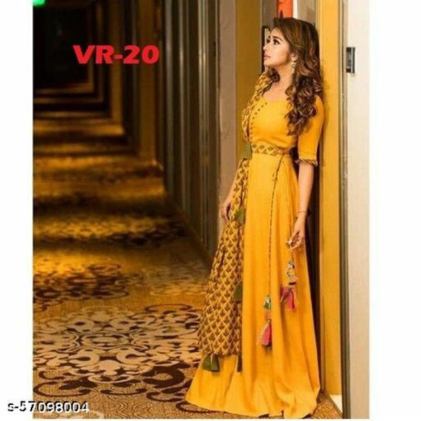 Trendy Partywear Women Gowns - Yellow, XS