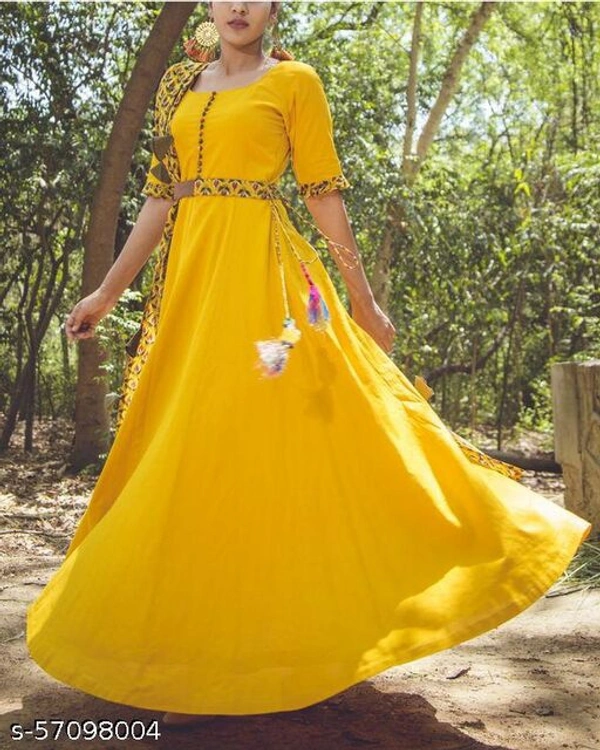 Trendy Partywear Women Gowns - Yellow, XXXL