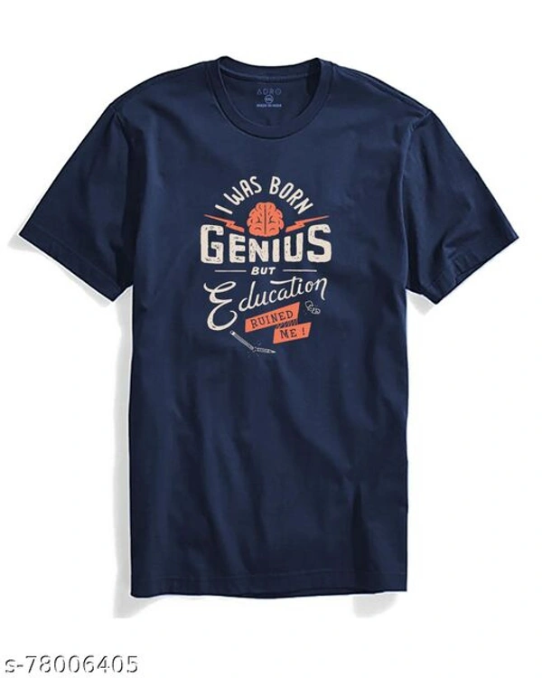 ADRO I was Born Genius But Education Ruined Me Mens Printed T-Shirt - L