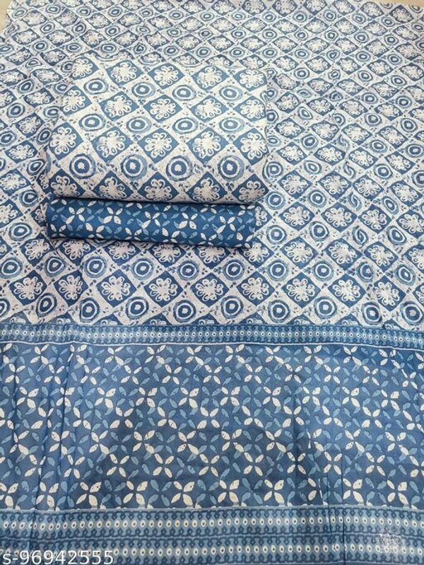Kwatchi pure cotton mustard stylish and trendy unstitch suits - Blue, Un Stitched