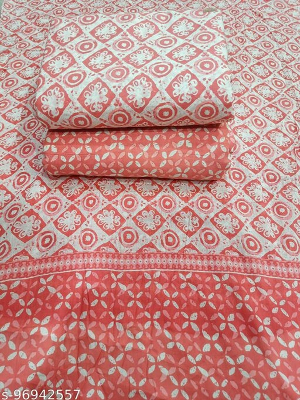 Kwatchi pure cotton mustard stylish and trendy unstitch suits - Red, Un Stitched
