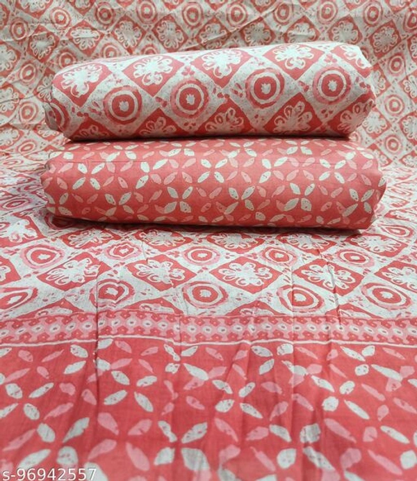 Kwatchi pure cotton mustard stylish and trendy unstitch suits - Red, Un Stitched