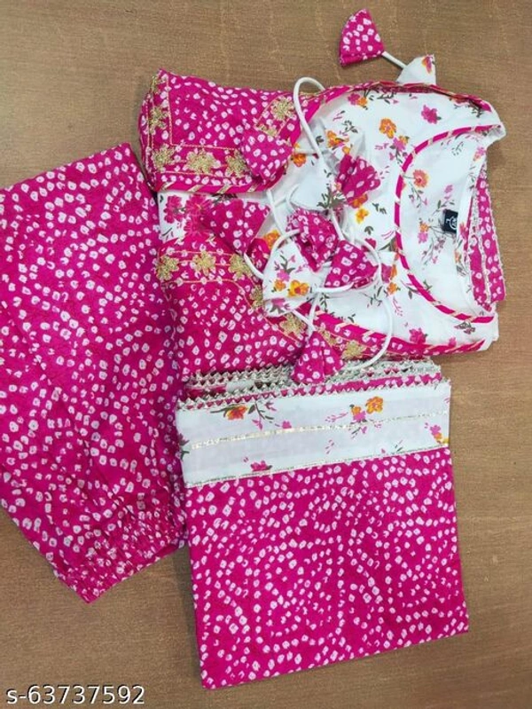 Ganesham Cotton Pink Flower Designer Kurta Set With Dupatta - XXL