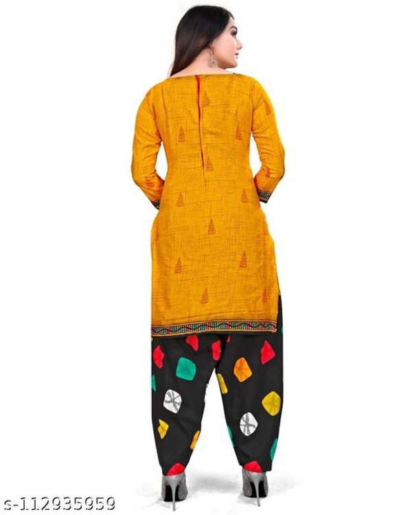 Unstiched dress material with Dupata - Unstiched, Yellow Black