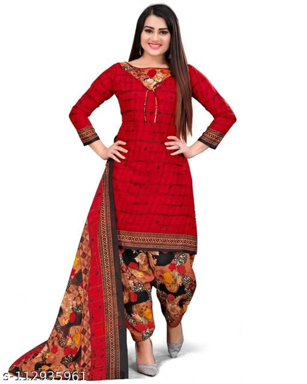 Unstiched dress material with Dupata - Unstiched, Red