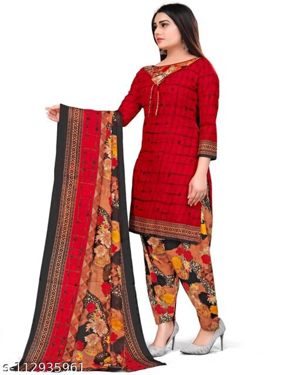 Unstiched dress material with Dupata - Unstiched, Red