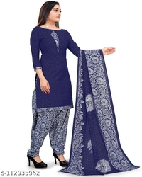 Unstiched dress material with Dupata - Unstiched, Nevy Blue
