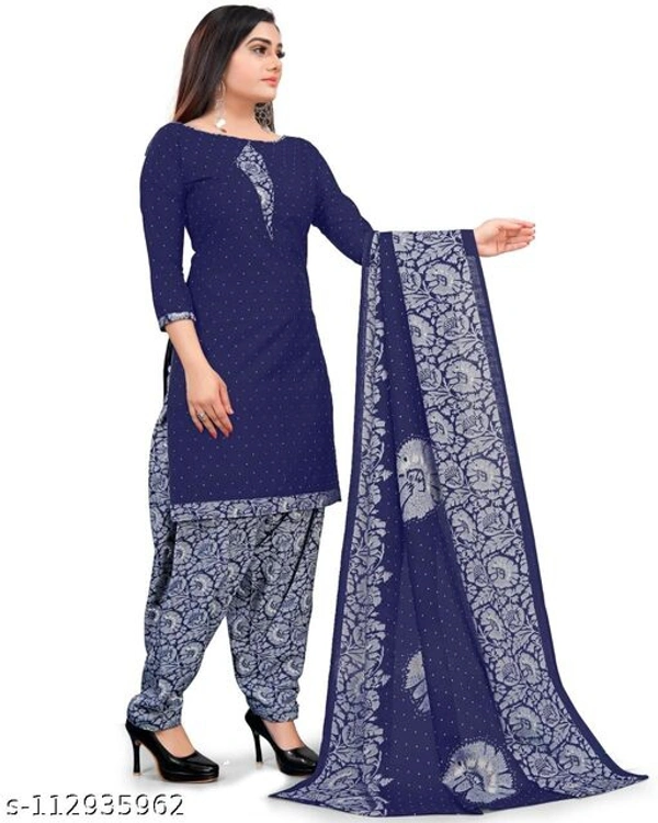 Unstiched dress material with Dupata - Unstiched, Nevy Blue