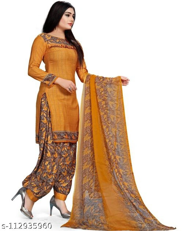 Unstiched dress material with Dupata - Unstiched, Yellow