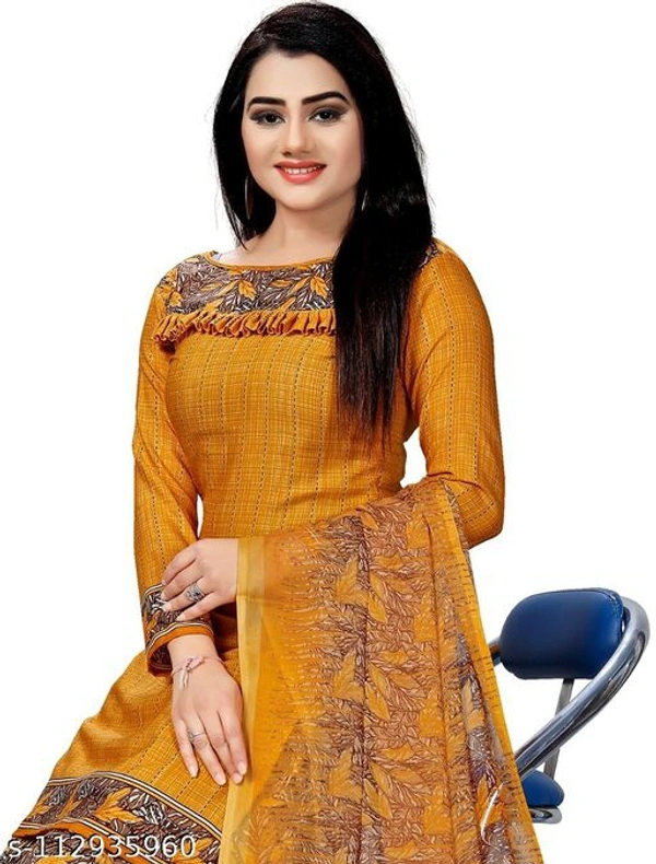 Unstiched dress material with Dupata - Unstiched, Yellow