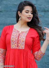 ma syla Anarkali  - red , 4XL 