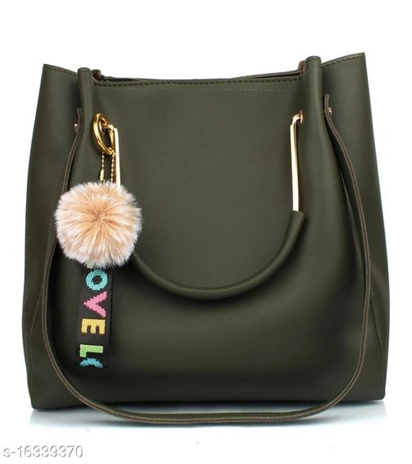 Stylish Women's Cream PU Handbag set - Black, Free size
