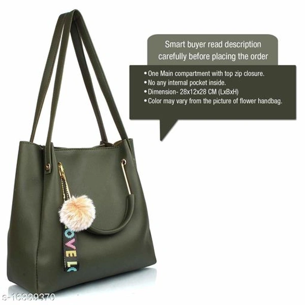 Stylish Women's Cream PU Handbag set - Black, Free size