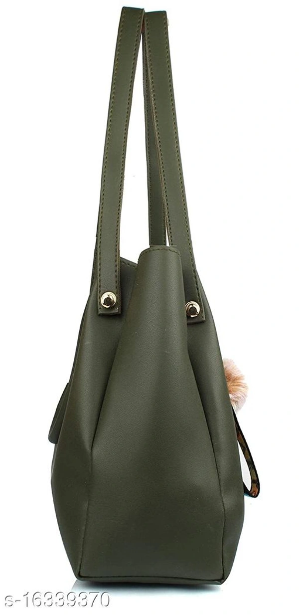 Stylish Women's Cream PU Handbag set - Black, Free size