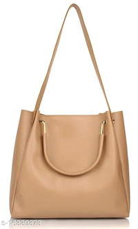 Stylish Women's Cream PU Handbag set - Golden, Free size