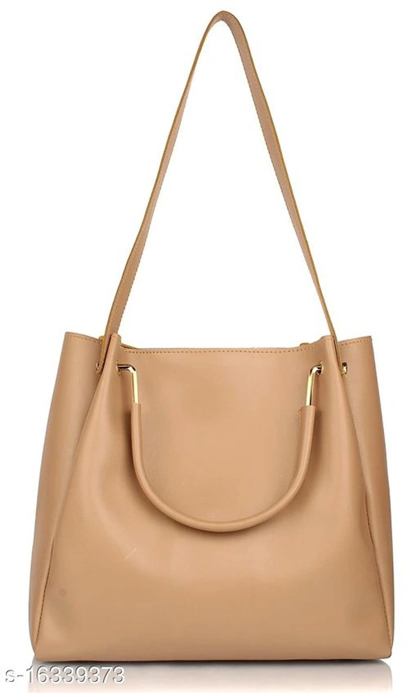 Stylish Women's Cream PU Handbag set - Golden, Free size