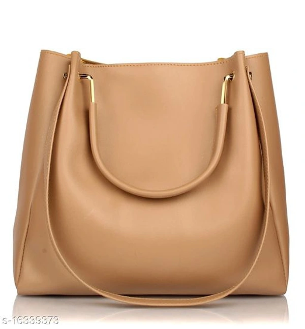 Stylish Women's Cream PU Handbag set - Golden, Free size