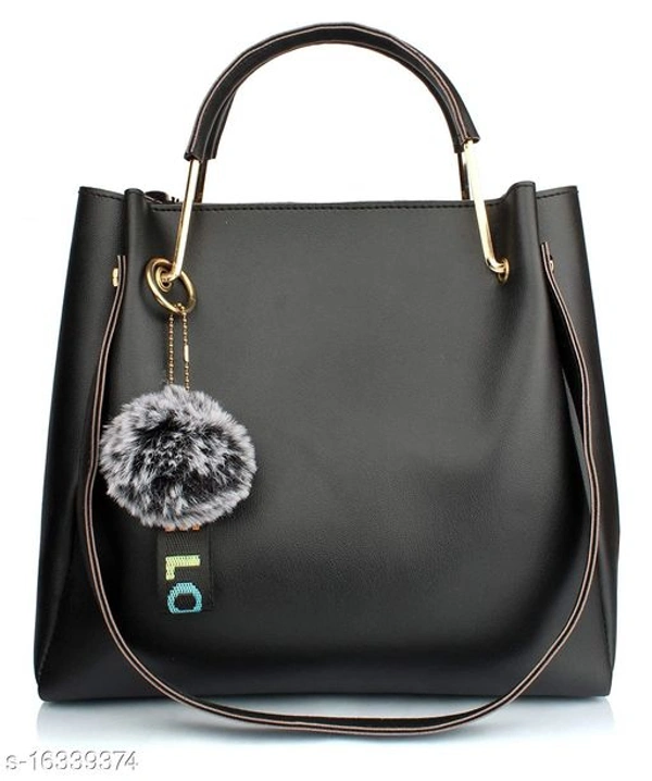 Stylish Women's Cream PU Handbag set - black, Free size