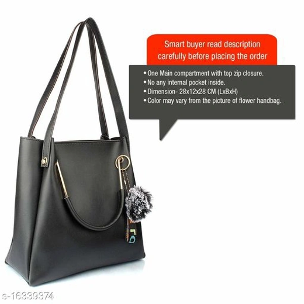 Stylish Women's Cream PU Handbag set - black, Free size