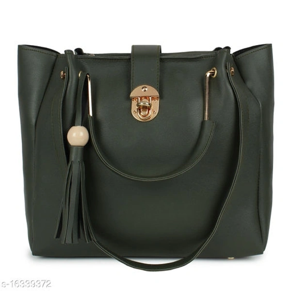 Stylish Women's Cream PU Handbag set - black,, Free size