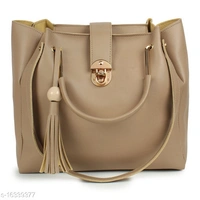 Stylish Women's Cream PU Handbag set - skin, Free size