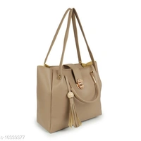 Stylish Women's Cream PU Handbag set - skin, Free size