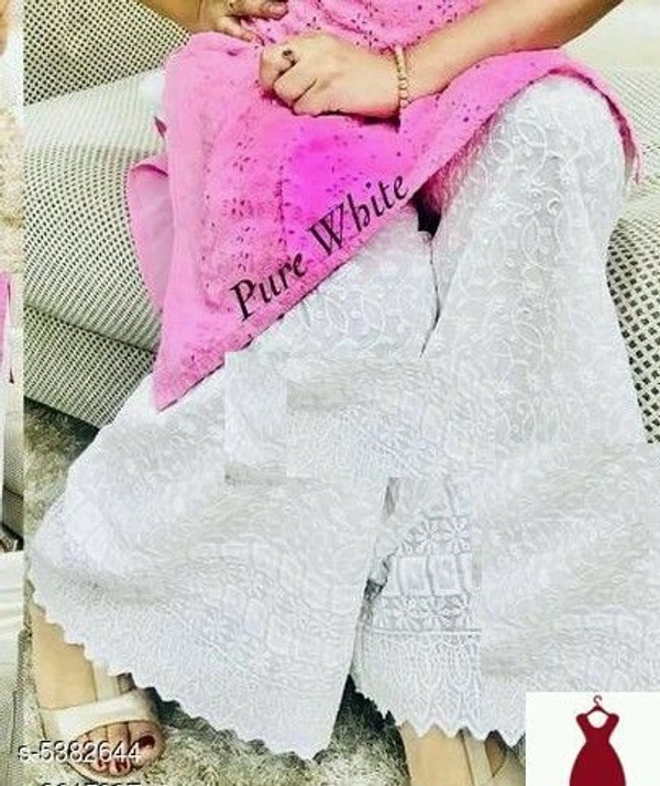 Fancy Modern Women Palazzo - White , Free size