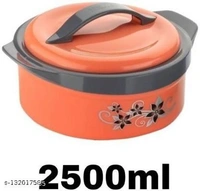 SKYSWIPE Inner insulated Casserole Hot Pot for Roti/Chapatti Casserole - 2500ml Cook and Serve Casserole  (2500 ml,Orange) - Free Size, Orenge