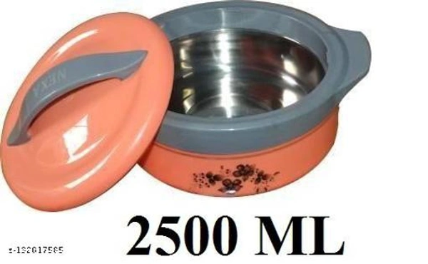 SKYSWIPE Inner insulated Casserole Hot Pot for Roti/Chapatti Casserole - 2500ml Cook and Serve Casserole  (2500 ml,Orange) - Free Size, Orenge