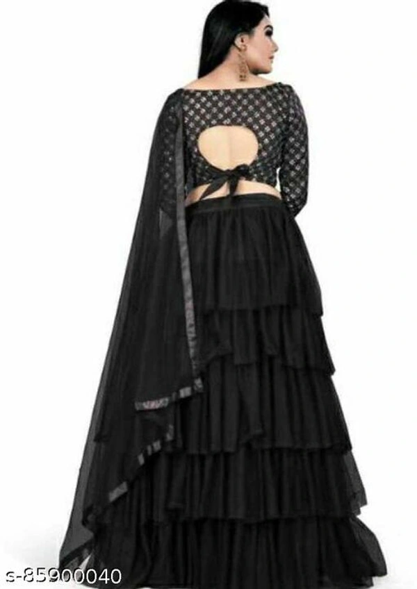 fancy net lengha choli and dupatta - black, Free size